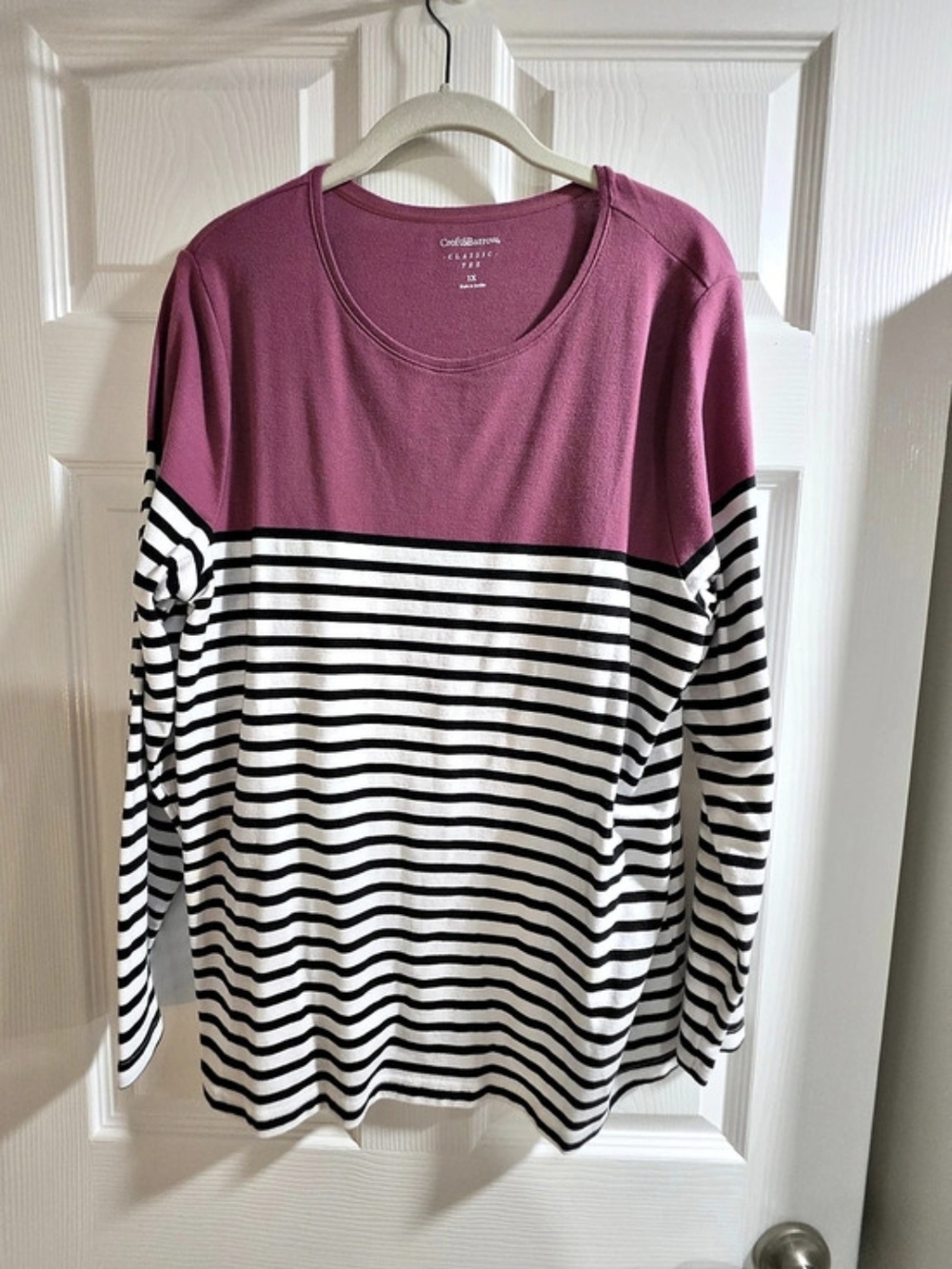 Croft & Barrow Classic Tee Color Block Striped Long Sleeve Top Size 1X
